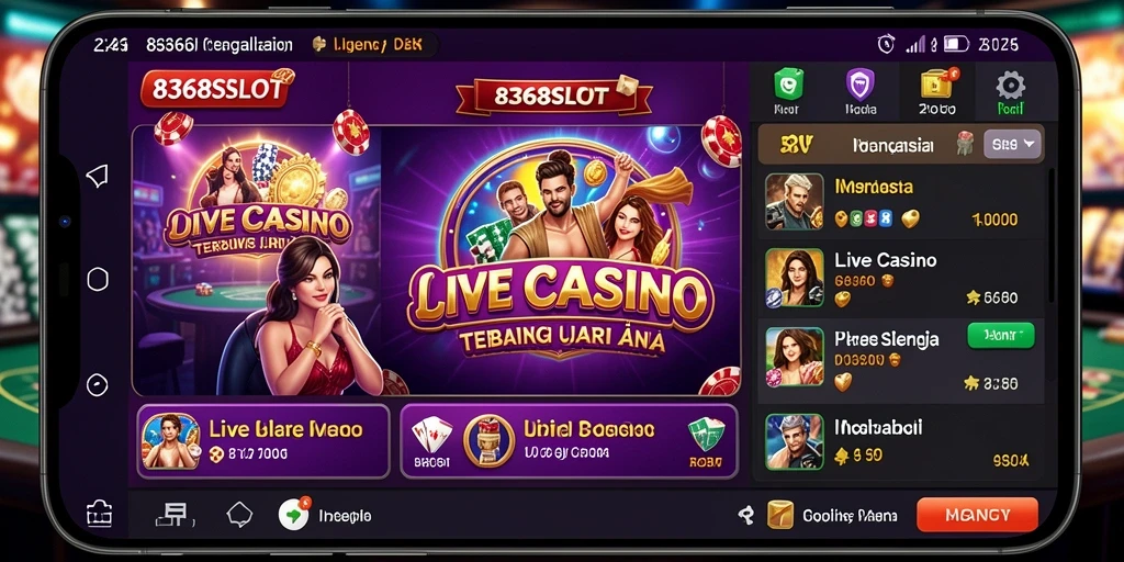 Screenshot 8368SLOT menampilkan dealer langsung dalam permainan Live Casino.