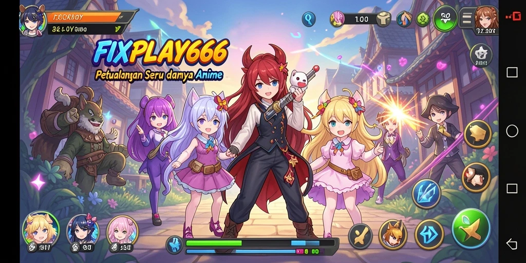 Tampilan gameplay FIXPLAY666 dengan karakter Anime yang dinamis.