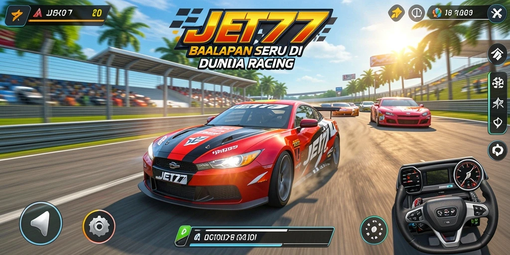 Tampilan gameplay seru dalam JET77 dengan balapan cepat.